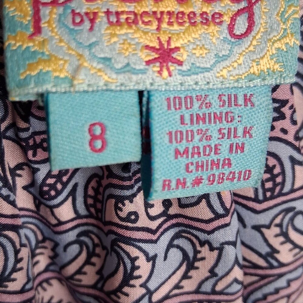 Anthropologie Plenty by Tracy Reese Dress 100% Silk Scallop Velvet Details SZ 8 - Picture 7 of 8